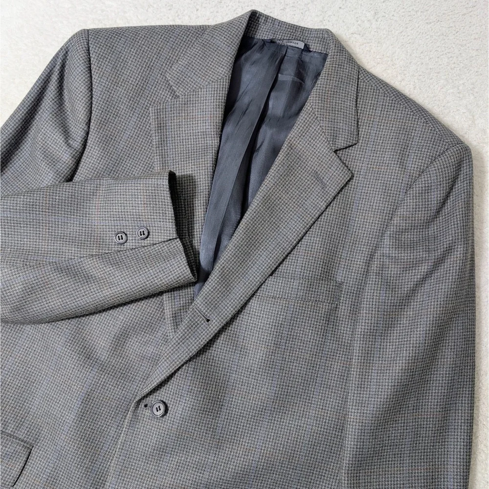 Brooks Brothers Men's 41R Wool/Silk Blazer Blue/Gray Houndstooth  Sports‎ Coat